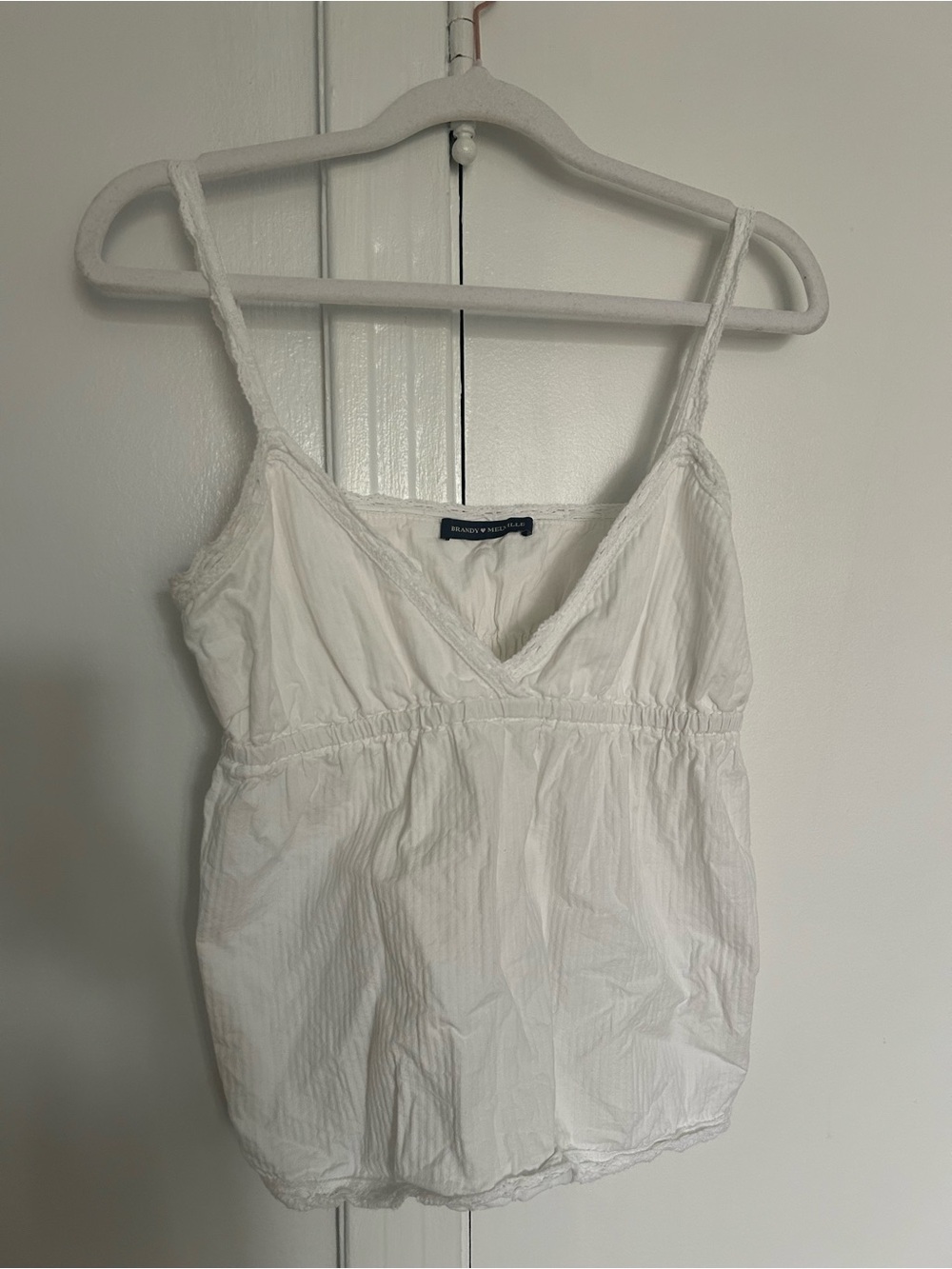 Brandy Melville White Spaghetti Strap V-Neck Tank Top